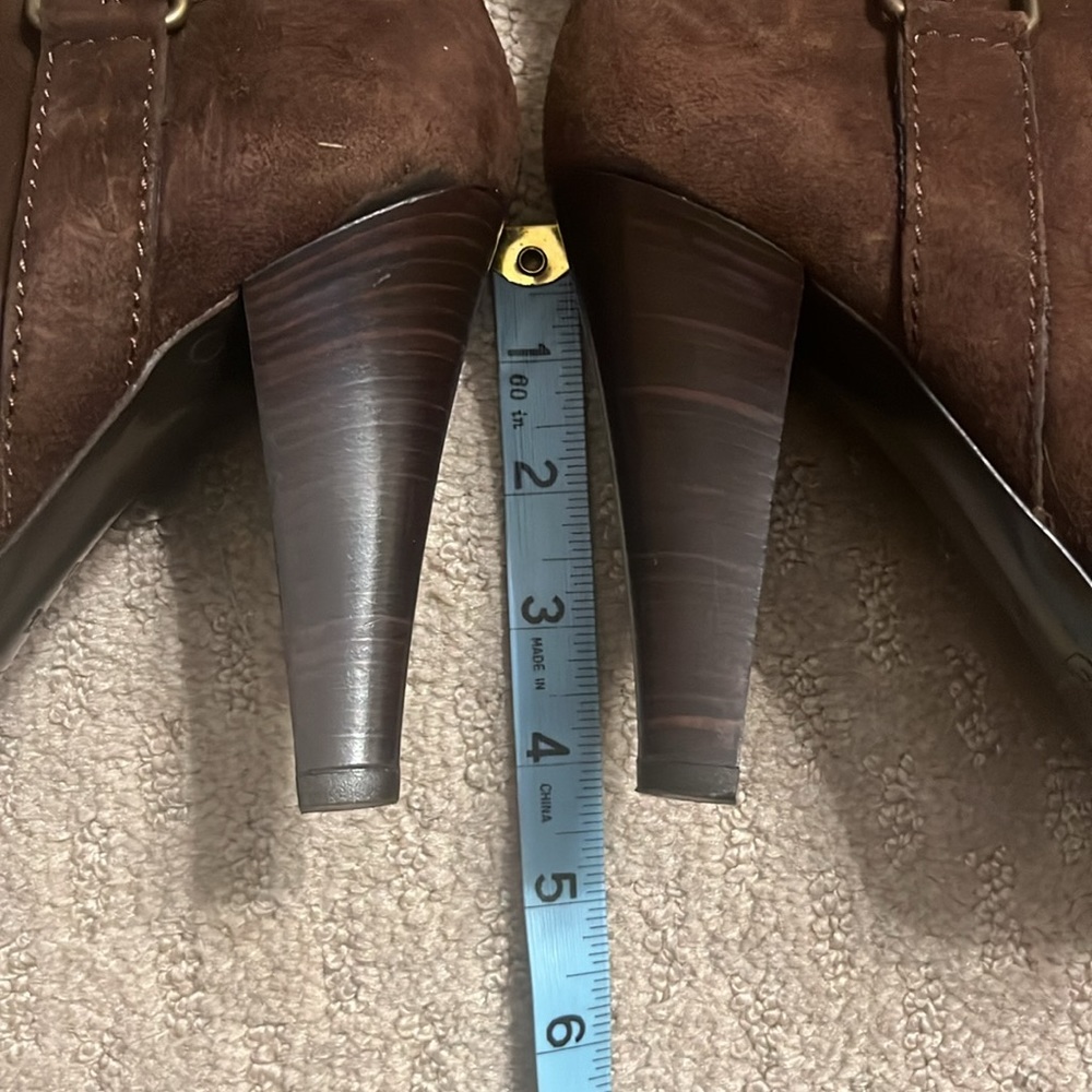 Coach Chestnut Brown "Mazur" Suede and Shearling Over the Knee Boots - Picture 7 of 8